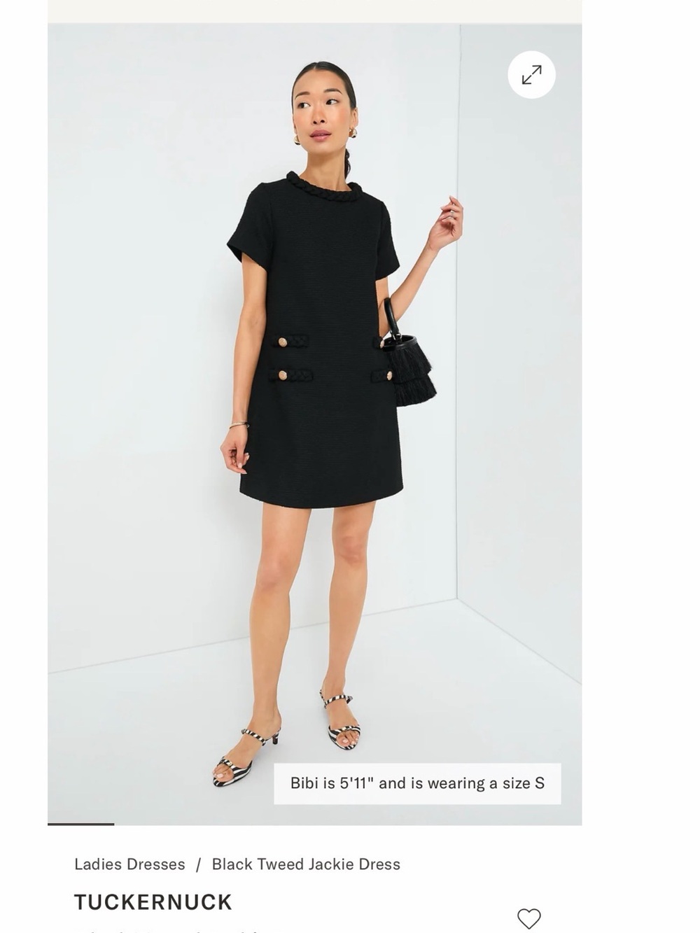 Tuckernuck Black Tweed Mini Dress with Lion Button Detail